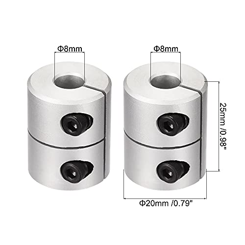 uxcell 2pcs 8mm to 8mm Shaft Coupling 25mmx20mm Coupler Aluminum Alloy - size: 8mm x 8mm