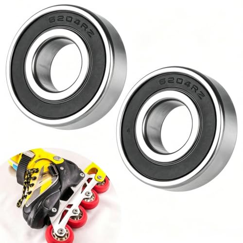 6204-RS Sealed Bearing 2Pcs 6204RS Bearings ID 20mm x OD 46mm x Width 14mm Double Rubber Sealed Bearing Deep Groove Ball Bearing for Wheels, Bike, Mower - size: 6204-RS
