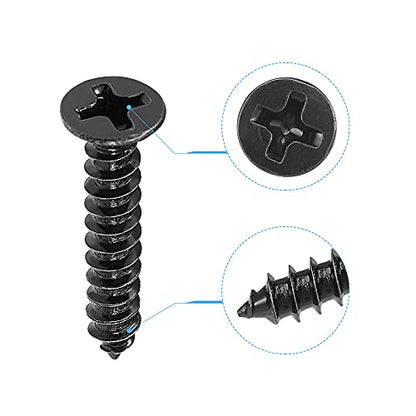 uxcell M3.5 x 20mm Wood Screws Phillips Flat Head Carbon Steel Self Tapping Screws Black 200pcs - size: M3.5 x 20mm