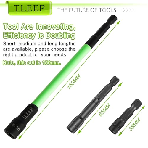 150mm 5/16" Magnetic Nut Driver Set for Impact Drill, 1/4" Hex Shank - size: E.5/16"