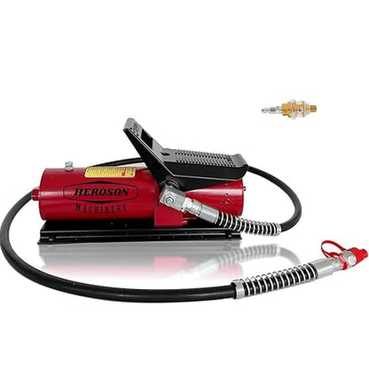 HEROSON High Pressure Pneumatic Pump, 10,000 PSI, 0.7L Reservoir, NPT 3/8" Oil Outlet, NPT 1/4" Inlet, Foot Operated Air Hydraulic Pump - color: red