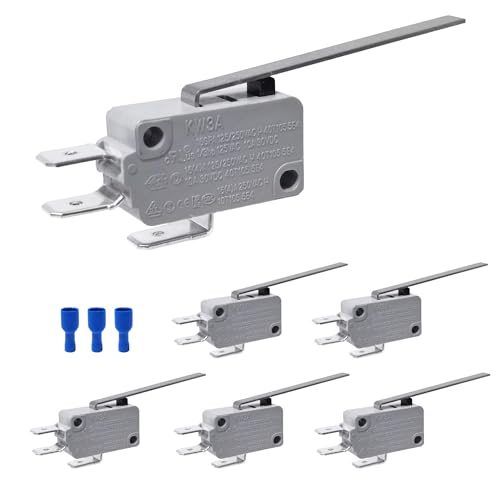 6Pcs Lead Limit Switch Long Straight Hinge Lever, SPDT 3 Pin Snap Action Micro Switch KW3A 16A 125/250V - color: KW3A-16Z2