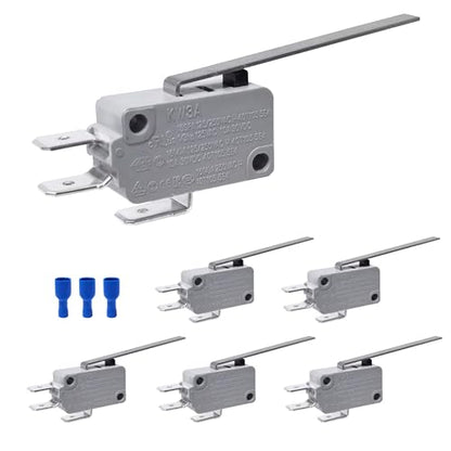 6Pcs Lead Limit Switch Long Straight Hinge Lever, SPDT 3 Pin Snap Action Micro Switch KW3A 16A 125/250V - color: KW3A-16Z2