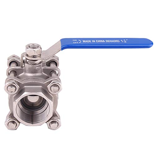 DERNORD Ball Valve NPT Threaded - Stainless Steel 304 Female 3 Piece Full Port (1.25" NPT Female) - size: 1.25" NPT Female