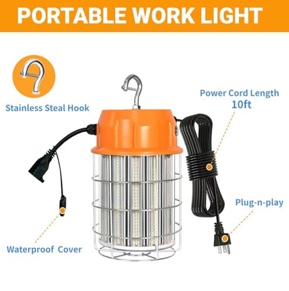 TSEXES 100W LED Temporary Construction Work Light,5000K,13000Lm,Plug-n-Play - color: Orange-100W