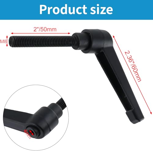 Clamping Lever Handles M8 x 50mm Push Button Ratchet Lever Male Threaded Stud Adjustable Handles Hand Knobs Rotating Screw Handles Bolts with Locking Lever -4pcs - size: M8 x 50mm
