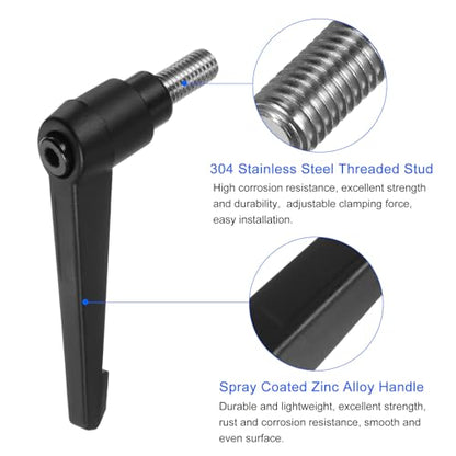 uxcell 2pcs Clamping Lever Handles, M10 x 20mm 304 Stainless Steel Threaded Male Stud, Adjustable Handles Locking Quick Release Ratchet Push Button Bolt Knobs, Black - size: M10 x 20mm