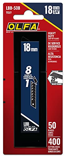 OLFA 18mm Ultra-Sharp Black Snap-Off Blades (LBB-50B) - 50 Blades