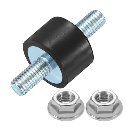 uxcell M5 x 12mm Rubber Mounts, 10 x 15mm Cylindrical Anti Vibration Isolator Studs Shock Absorber Double Studs with Nuts for Car Bobbin Generator Air Compressors - size: M5 x 12mm, 10 x 15mm