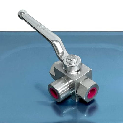 QWORK 3-Way High Pressure Hydraulic Ball Valve, 1/2" NPT Female, 7250 PSI, for Controls Flow Direction of Water, Oil, Gas