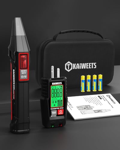 KAIWEETS Circuit Breaker Finder with LCD Display, GFCI Outlet Tester, Electrical Circuit Tracer Tool with NCV Test & Flashlight, Includes Carrying Case - KT301
