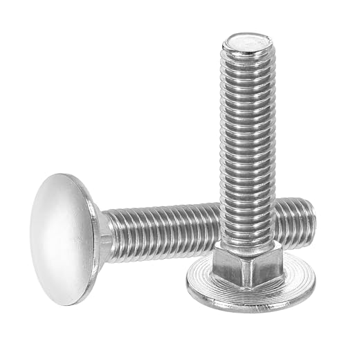 uxcell 10Pcs Carriage Bolts, M10 x 50mm Stainless Steel 18-8 (304) Round Head Square Neck Screws Bolt Screw for Fastening Accessories - Silver - color: Silver, size: M10 x 50mm