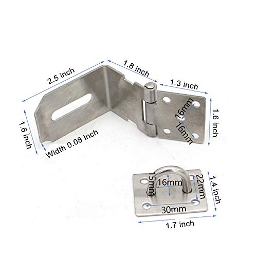 90 Degree 4 Inch Right Angle Padlock Hasp, Stainless Steel Safety Door Latches, Solid Gate Latches,Polished Finish 2 Pack - color: Silver, size: 90 Degree 4 Inch
