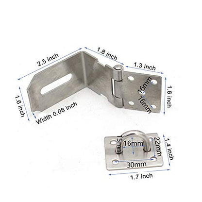 90 Degree 4 Inch Right Angle Padlock Hasp, Stainless Steel Safety Door Latches, Solid Gate Latches,Polished Finish 2 Pack - color: Silver, size: 90 Degree 4 Inch