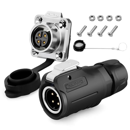 4 Pin Waterproof M16 Electrical Connector with Dust Cover 10A 400V - style: 4 Pin Connector+plug dust cover