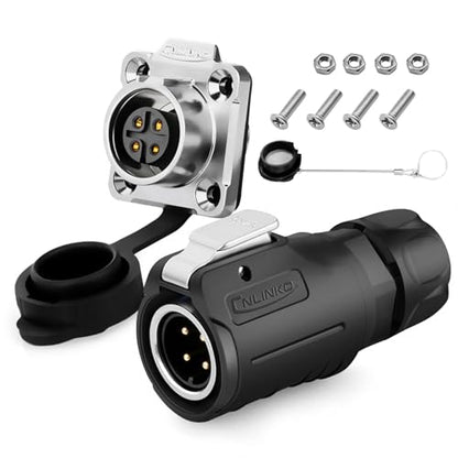 4 Pin Waterproof M16 Electrical Connector with Dust Cover 10A 400V - style: 4 Pin Connector+plug dust cover