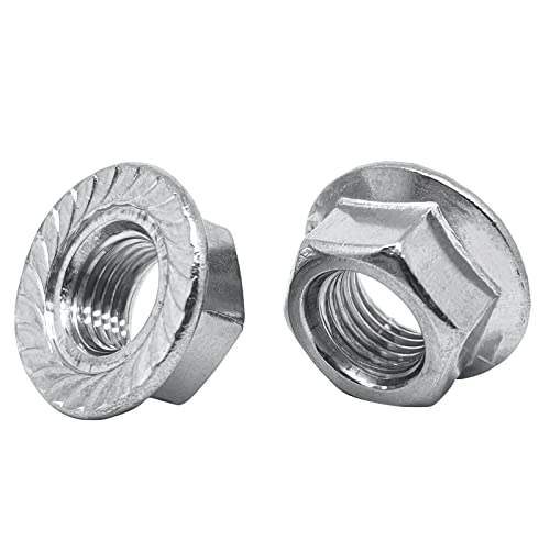 M12-1.25mm Thread Pitch 304 Stainless Steel Flange Nut Hex Lock Nuts,Fine Tooth(10pcs) - size: M12-1.25mm