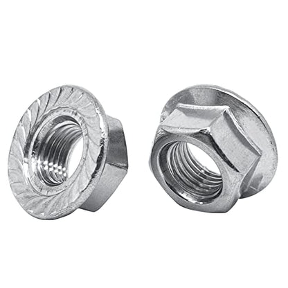 M12-1.25mm Thread Pitch 304 Stainless Steel Flange Nut Hex Lock Nuts,Fine Tooth(10pcs) - size: M12-1.25mm