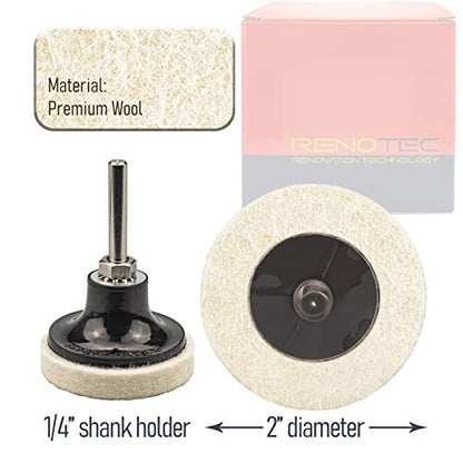 40 Pcs 2 Inch Wool Disc, Premium Compress Wool, Cleaning & Polishing, on Metal Polishing, 1 Pc Holder Include - style: Wool Disc