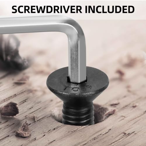 8 PCS 3/8"-16 x 2 Flat Head Socket Cap Screws Bolts, Countersunk Allen Bolts, 10.9 Grade Carbon Steel, Full Thread, Black Coating, Screwdriver Included - color: Black, size: 3/8"-16 x 2"