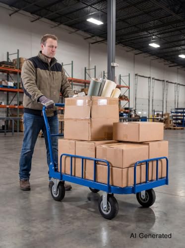 Heavy Duty Folding Platform Cart 600LBS Utility Hand Truck with Guardrails