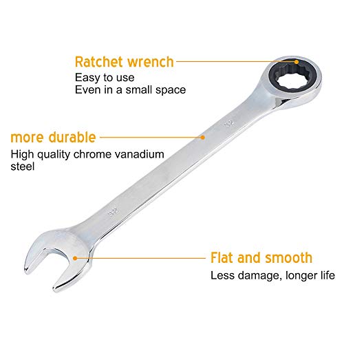 SaferCCTV Wrench Metric 32mm Ratcheting Wrench Set,Reversible Ratcheting Combination Wrench,Open Ended Ratchet - size: 32mm