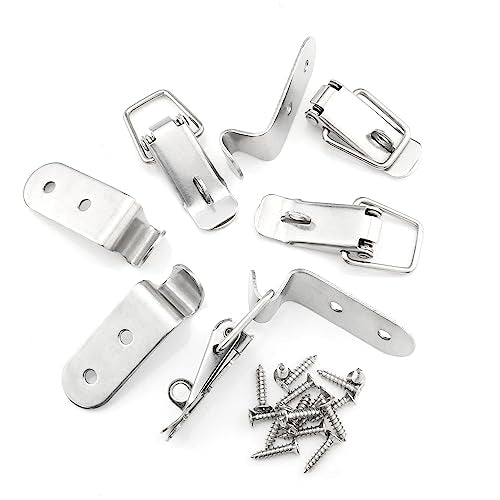 4PCS 58mm Stainless Steel 90-Degree Tool Box Hood Locks Latches Cabinet Trunk Trailer Tool Box Door Hood Locks Latches Tool Box Hasps Closet Case Box Chest Barn Crate Hasps Latches - size: 58mm