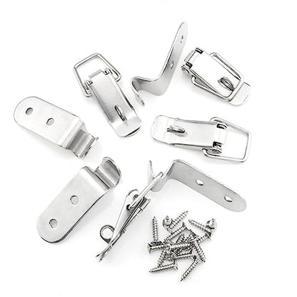 4PCS 58mm Stainless Steel 90-Degree Tool Box Hood Locks Latches Cabinet Trunk Trailer Tool Box Door Hood Locks Latches Tool Box Hasps Closet Case Box Chest Barn Crate Hasps Latches - size: 58mm