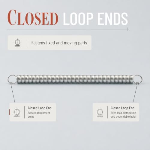 Prime-Line SP 9656 Extension Spring, Spring Steel Construction, Nickel-Plated Finish, 0.015 GA x 1/8 In. x 1-1/2 In., Closed Single Loop (2 Pack)
