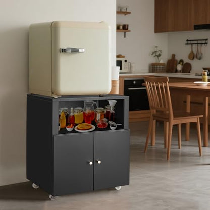 Heavy Duty Large Metal Printer Stand Cabinet with Storage, Black - color: Black