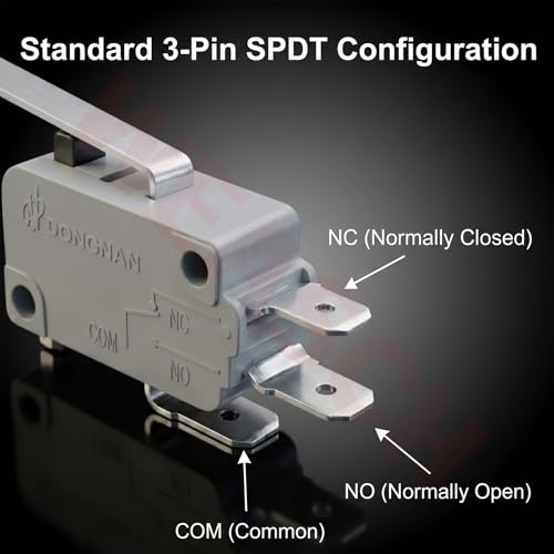 6 Pack Long Hinge Roller Lever Micro Switch, 16A 125/250V SPDT - size: V-156-1C25