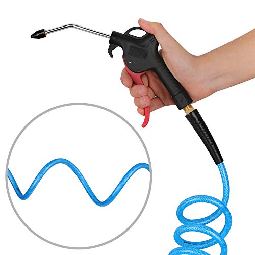 1/4 Coiled Air Hose, Polyurethane Material, 1/4 Inch MNPT Swivel Brass Fittings with Bend Restrictors, 20 Feet Air Compressor Hose - size: 1/4''×20ft