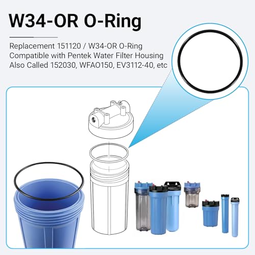 6-Pack W34-OR Water Filter O-Ring – Compatible with American Plumber, for Pentek 151120, Culligan 01019184, Ametek Kleen-Plus 151120-03 Filter Housing