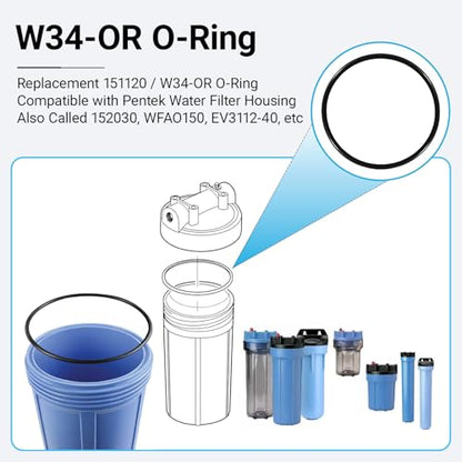 6-Pack W34-OR Water Filter O-Ring – Compatible with American Plumber, for Pentek 151120, Culligan 01019184, Ametek Kleen-Plus 151120-03 Filter Housing