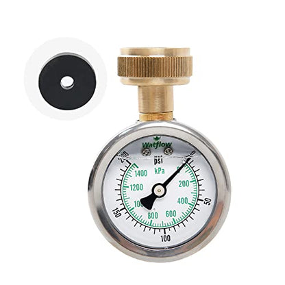 2" Glycerin Filled Stainless Steel Water Pressure Test Gauge, Garden Hose Pressure Gauge, House Water Pressure Gauge, 3/4" Female Hose Thread, 0-200 psi/kpa - size: 2" Stainless Steel Lower