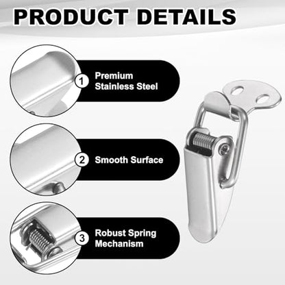 PATIKIL 4 Pcs Stainless Steel Spring Loaded Toggle Latch, 1.4" Tool Box Catch Hasp Clamp Lock with Mounting Screws for Cabinet Door Barn Wooden Case Chest - size: 1.4"