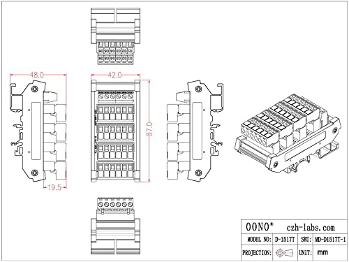 Slim DIN Rail Mount 10A/300V Pluggable Screw Terminal Block Distribution Module (5x6 Position) - style: 5x6 Position