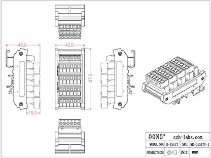 Slim DIN Rail Mount 10A/300V Pluggable Screw Terminal Block Distribution Module (5x6 Position) - style: 5x6 Position