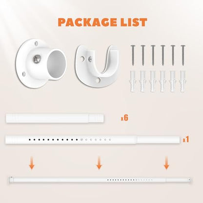 Metal Closet Rod 1.3" Heavy Duty Adjustable Hanging Rod 17-99 Inch - color: Matte White, size: 17-99 IN