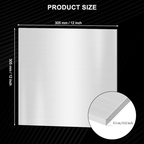 12 x 12 x 1/8 Inch 304 Stainless Steel Sheet - 1/8 inch (10 Gauge) Thickness Stainless Steel Shim Plates Metal Sheet for Kitchen DIY Craft Making (305 x 305 x 3 mm) - size: 12 x 12 inch