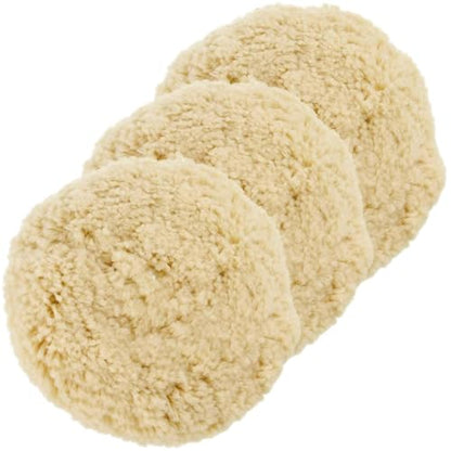Wool Polishing Pads, SPTA 6"(150mm) 100% Natural Wool Buffing Pad with Hook & Loop Backing 4pcs Set Come with 5/8-11 Thread Backing Plate for Car Polishing, Buffing and Cutting - size: 6inch (150mm)