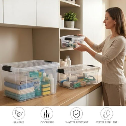 Superio 4.5 Quart Clear Plastic Storage Containers with Lids, Stackable Organizer Bins, BPA-Free Storage Boxes for Home, Office, Dorm & Classroom, 1 Pack - size: 4.5 Quart