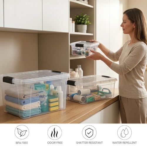 Superio 8.7 Quart Clear Plastic Storage Boxes with Lids, Stackable Organizer Containers, BPA-Free Storage Bins for Home, Office, School & Dorm, 1 Pack - size: 12" x 8.25" x 7.5"