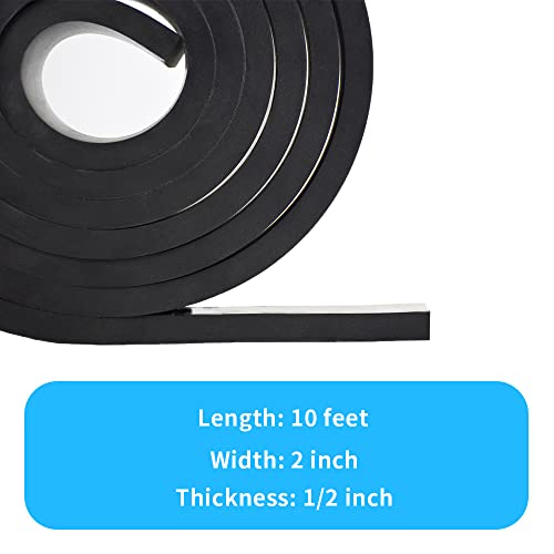 DEVNOL Rubber Strip 1/2(.500)" Thick X 2" Wide X 10'Long Grade 65A for Gasket, Surface Protection, Sealing - size: 1/2" x 2" x 10'