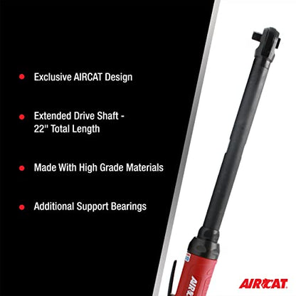 AIRCAT 808-22-A 3/8" Long Reach Ratchet, 65 ft-lb Max Torque, 200 RPM - style: Composite Overmold Grip
