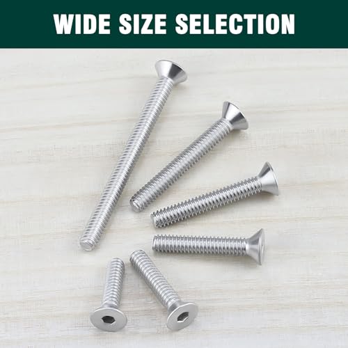 5/16-18 x 1/2" Flat Countersunk Head Socket Cap Screws, Full Machine Thread Coverage, Allen Hex Drive, 304 Stainless Steel 18-8 SS, 10 PCS - size: 5/16-18 x 1/2"