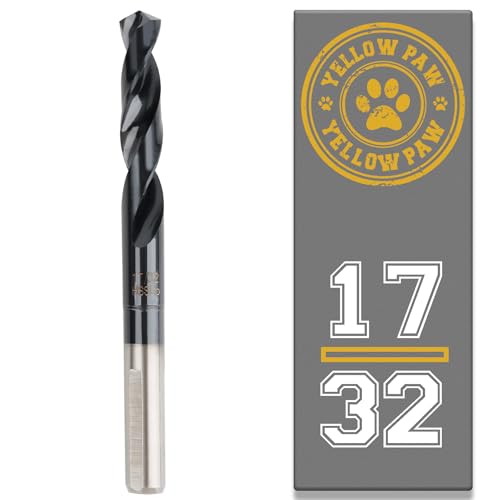 17/32 Inch Drill Bit for Metal - Industrial Grade M35 Cobalt Titanium Aluminum Nitrite - 17/32" Diameter & Total Length of 6" with Working Length of 3" Easily Drill Into Metal, Steel, & Aluminum - size: 17/32"