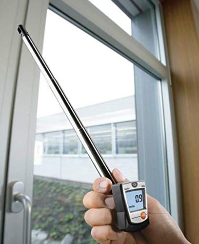 Testo 405 Digital Mini Anemometer with Hot-Wire Probe, 0 to 10 m/s Velocity, 0 to 99,990 m3/h Air Flow Volume, -20 to +50° C Temperature