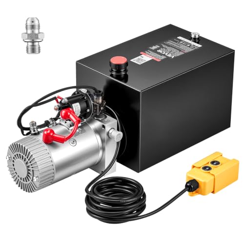 VEVOR 12 Quart Hydraulic Pump, Single Acting Hydraulic Power Unit, 3200 PSI Max Relief Pressure, 0.91 GPM Flow Rate, DC12V 1.6KW Power Unit for Dump Trailer Car Lifting (Horizontal Installation) - size: 12 Quart, style: Single Acting
