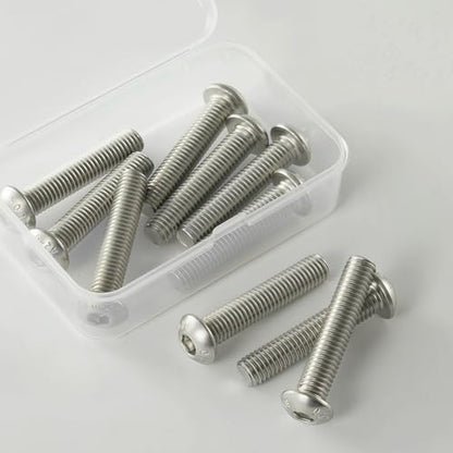 M10x1.5 Bolt, M10 x 60mm Button Head Socket Cap Bolts Screws,304 Stainless Steel(A2-70), Allen Hex Drive, Bright Finish, Fully Threaded, Quantity 6 - size: M10 x 60mm(6PCS)